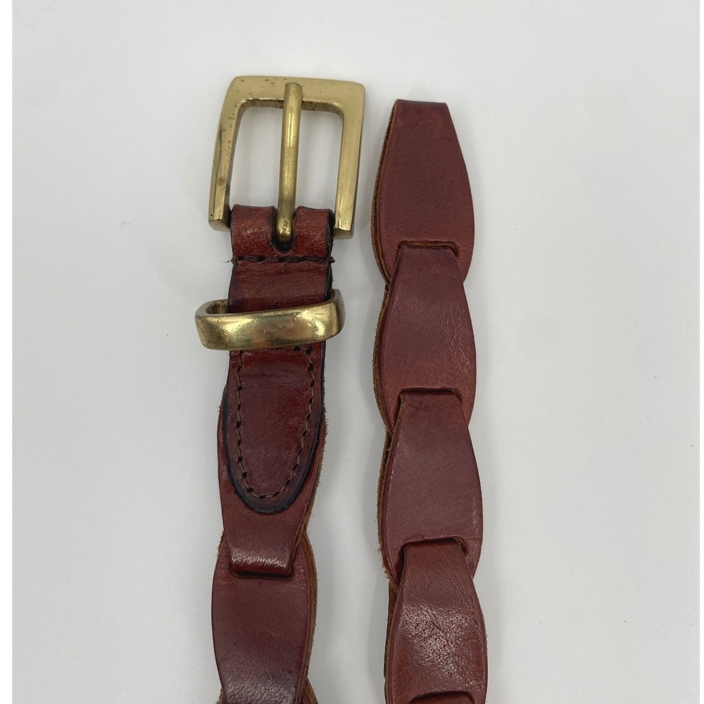 Laura Gayle Belt Womens M/L Brown Leather Link Brass Buckle Vintage Boho Western